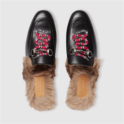 gucci fur loafers snake